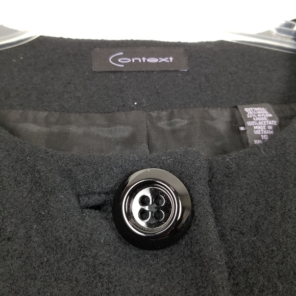 Context Wool Blend Cardigan Jacket Cropped 3/4 Sleeves 3 Button Black Blazer 16 - Picture 8 of 10